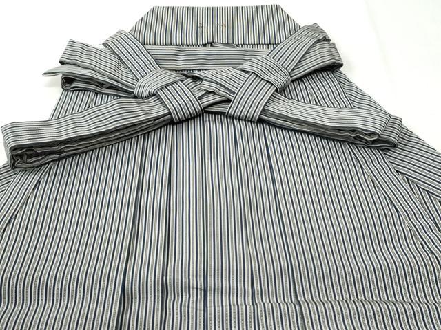 平和屋着物●男性　馬乗り袴　間道　正絹　逸品　CABI3308yc