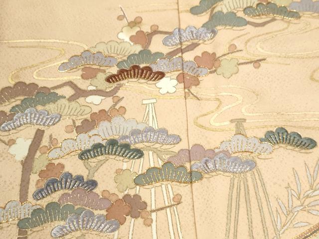 平和屋着物●訪問着　作家物　駒刺繍　浜松枝垂れ柳花文　暈し染め　金彩　正絹　逸品　CABI3317yc