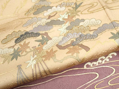 平和屋着物●訪問着　作家物　駒刺繍　浜松枝垂れ柳花文　暈し染め　金彩　正絹　逸品　CABI3317yc