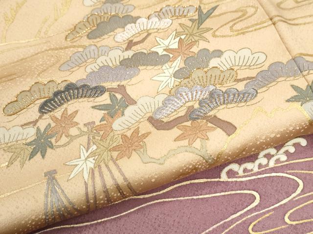 平和屋着物●訪問着　作家物　駒刺繍　浜松枝垂れ柳花文　暈し染め　金彩　正絹　逸品　CABI3317yc