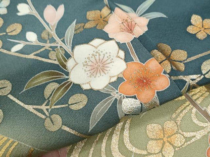 平和屋着物●訪問着　作家物　松峰　流水枝花文　暈し染め　金彩　正絹　逸品　CABI3322yc