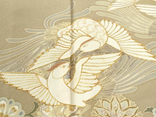 平和屋着物●豪華色留袖　駒刺繍　鳳凰花唐草文　金彩　正絹　逸品　CABI3323yc