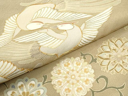 平和屋着物●豪華色留袖　駒刺繍　鳳凰花唐草文　金彩　正絹　逸品　CABI3323yc