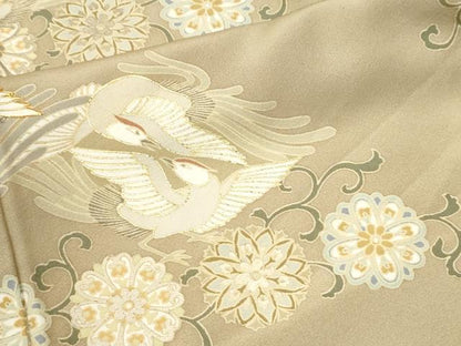 平和屋着物●豪華色留袖　駒刺繍　鳳凰花唐草文　金彩　正絹　逸品　CABI3323yc