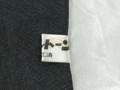 平和屋着物●訪問着　枝葉文　黒地　ロング丈　正絹　逸品　CABI3330yc