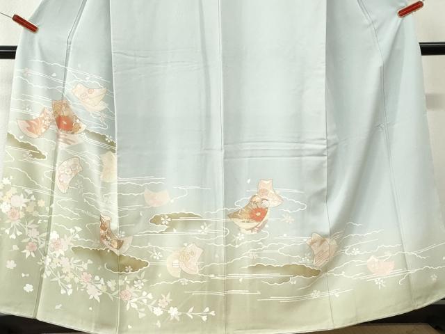 平和屋着物●訪問着　雲取り短冊枝花文　暈し染め　金彩　そごう扱い　正絹　逸品　CABI3331yc
