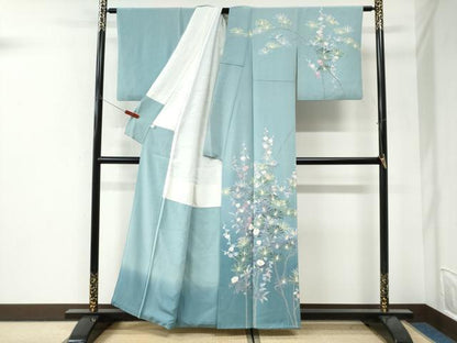 平和屋着物●十日町友禅作家　一梗　訪問着　松葉梅文　暈し染め　正絹　逸品　CABI3336yc