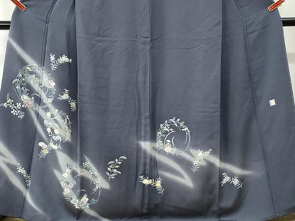 平和屋着物●名門・上野家　四代目 上野真(二代目 上野為二)　訪問着　草花丸文　暈し染め　金糸　正絹　逸品　CABI3337yc