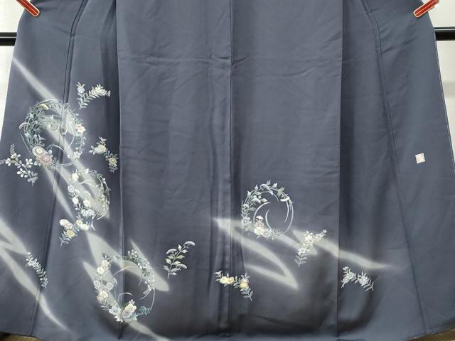 平和屋着物●名門・上野家　四代目 上野真(二代目 上野為二)　訪問着　草花丸文　暈し染め　金糸　正絹　逸品　CABI3337yc