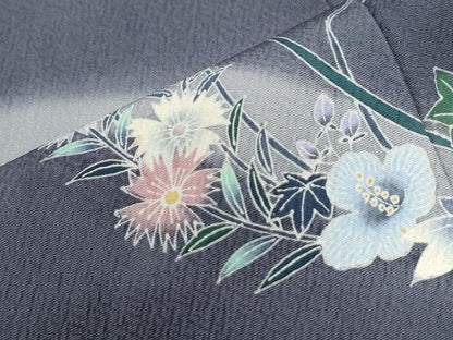 平和屋着物●名門・上野家　四代目 上野真(二代目 上野為二)　訪問着　草花丸文　暈し染め　金糸　正絹　逸品　CABI3337yc
