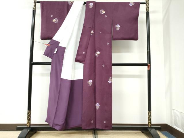 平和屋着物●BANKANわものや　小紋　雪輪葡萄草花文　金彩　正絹　逸品　CABI3338yc