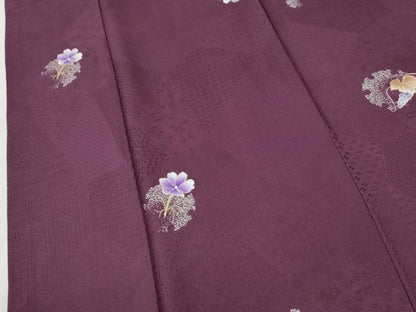 平和屋着物●BANKANわものや　小紋　雪輪葡萄草花文　金彩　正絹　逸品　CABI3338yc