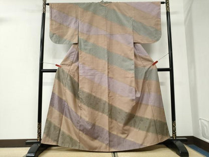 平和屋着物●訪問着　紬地　更紗花唐草文　金彩　正絹　逸品　未使用　CABI3339yc