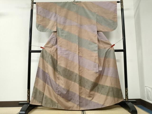 平和屋着物●訪問着　紬地　更紗花唐草文　金彩　正絹　逸品　未使用　CABI3339yc
