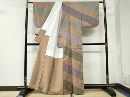 平和屋着物●訪問着　紬地　更紗花唐草文　金彩　正絹　逸品　未使用　CABI3339yc
