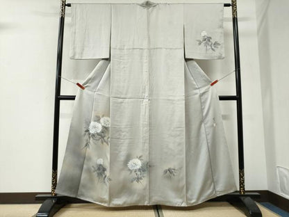 平和屋着物●東京友禅　菅有鬼一　訪問着　枝花文　暈し染め　金彩　正絹　逸品　CABI3342yc