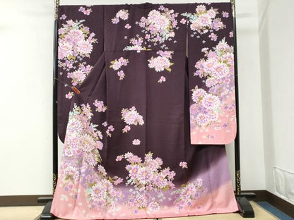 平和屋着物●豪華振袖　菊花文　ラメ糸　正絹　逸品　CABI3343yc