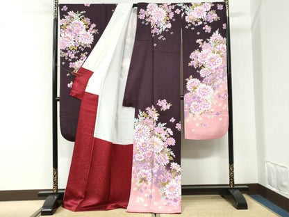 平和屋着物●豪華振袖　菊花文　ラメ糸　正絹　逸品　CABI3343yc
