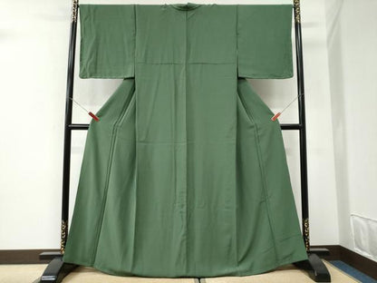 平和屋着物●上質な色無地　緑青色　正絹　逸品　未使用　CABI3348yc