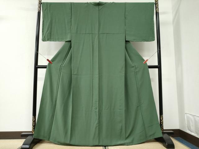 平和屋着物●上質な色無地　緑青色　正絹　逸品　未使用　CABI3348yc