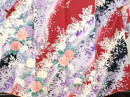 平和屋着物●豪華振袖　草花文　暈し染め　正絹　逸品　CABI3351yc