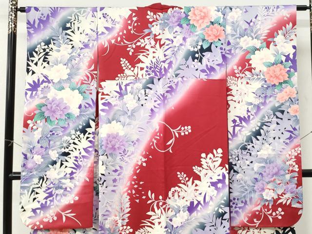 平和屋着物●豪華振袖　草花文　暈し染め　正絹　逸品　CABI3351yc