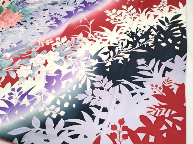 平和屋着物●豪華振袖　草花文　暈し染め　正絹　逸品　CABI3351yc