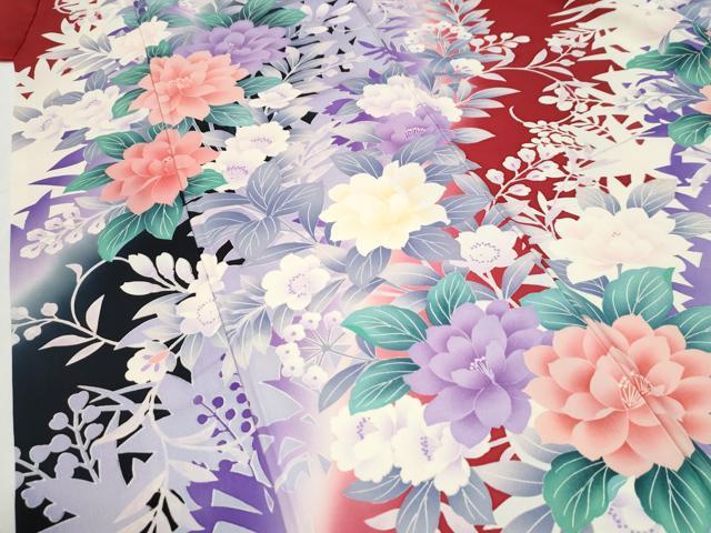 平和屋着物●豪華振袖　草花文　暈し染め　正絹　逸品　CABI3351yc