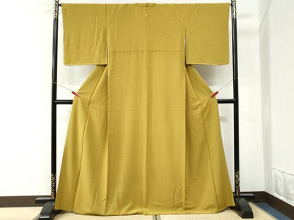 平和屋着物●上質な色無地　芥子色　正絹　逸品　未使用　CABI3354yc
