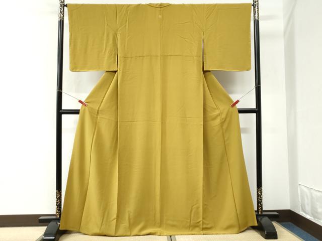 平和屋着物●上質な色無地　芥子色　正絹　逸品　未使用　CABI3354yc