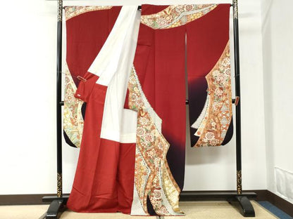 平和屋着物●豪華振袖　鳳凰吉祥花唐草文　暈し染め　金彩　三越扱い　正絹　逸品　CABI3356yc