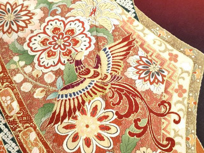 平和屋着物●豪華振袖　鳳凰吉祥花唐草文　暈し染め　金彩　三越扱い　正絹　逸品　CABI3356yc