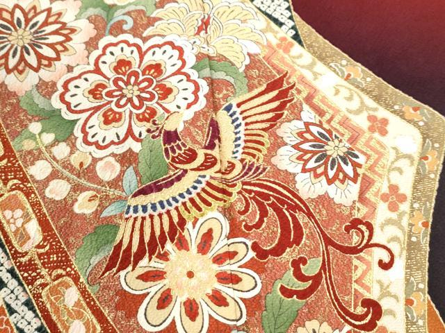 平和屋着物●豪華振袖　鳳凰吉祥花唐草文　暈し染め　金彩　三越扱い　正絹　逸品　CABI3356yc