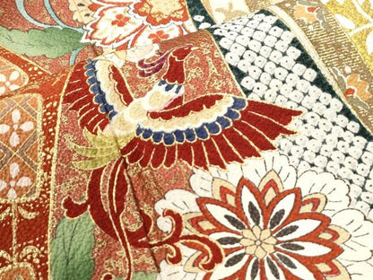 平和屋着物●豪華振袖　鳳凰吉祥花唐草文　暈し染め　金彩　三越扱い　正絹　逸品　CABI3356yc