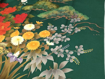 平和屋着物●豪華振袖　孔雀牡丹花文　金彩　正絹　逸品　CABI3357yc