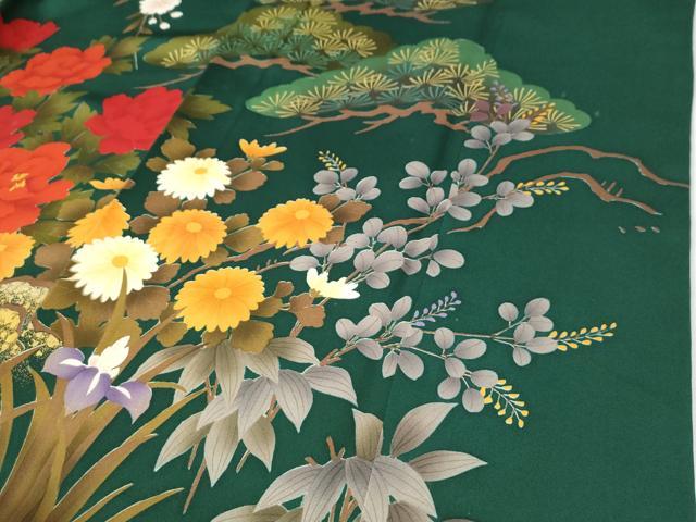 平和屋着物●豪華振袖　孔雀牡丹花文　金彩　正絹　逸品　CABI3357yc