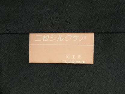平和屋着物●訪問着　刺繍　立波枝花文　暈し染め　黒地　金彩　正絹　逸品　CABI3358yc