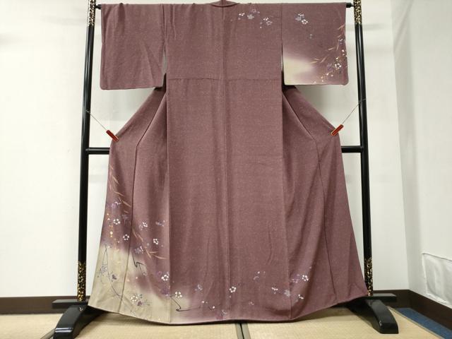 平和屋着物●訪問着　枝桜文　暈し染め　金彩　正絹　逸品　CABI3362yc