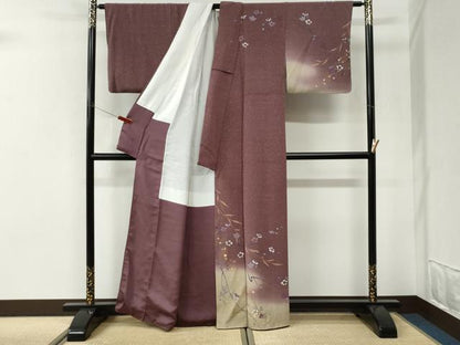 平和屋着物●訪問着　枝桜文　暈し染め　金彩　正絹　逸品　CABI3362yc