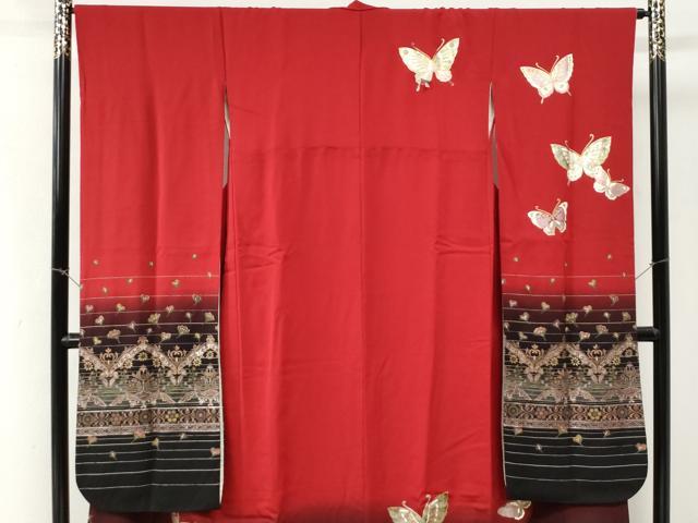 平和屋着物●豪華振袖　舞蝶花唐草文　暈し染め　金彩　正絹　逸品　CABI3363yc