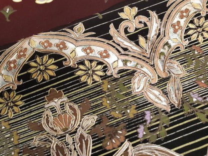 平和屋着物●豪華振袖　舞蝶花唐草文　暈し染め　金彩　正絹　逸品　CABI3363yc