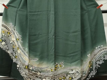 平和屋着物●訪問着　辻が花　暈し染め「金彩　正絹　逸品　CABI3364yc