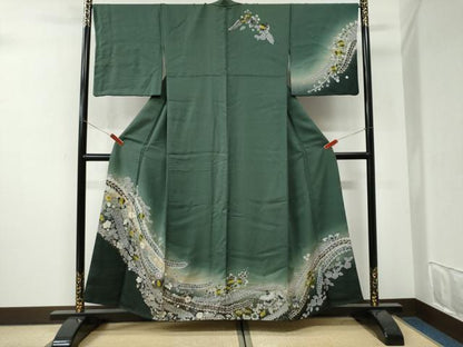 平和屋着物●訪問着　辻が花　暈し染め「金彩　正絹　逸品　CABI3364yc