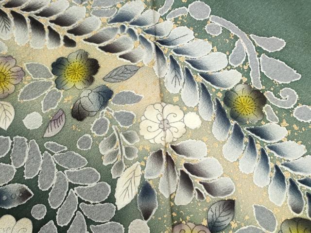 平和屋着物●訪問着　辻が花　暈し染め「金彩　正絹　逸品　CABI3364yc