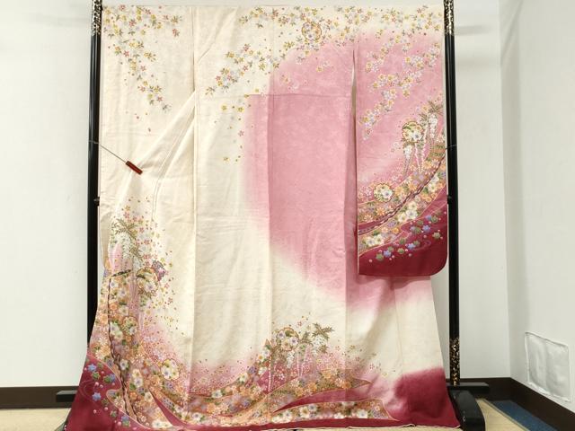 平和屋着物●豪華振袖　辻が花　駒刺繍　暈し染め　金彩　正絹　逸品　CABI3366yc