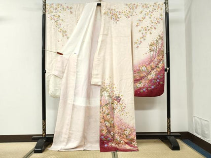 平和屋着物●豪華振袖　辻が花　駒刺繍　暈し染め　金彩　正絹　逸品　CABI3366yc