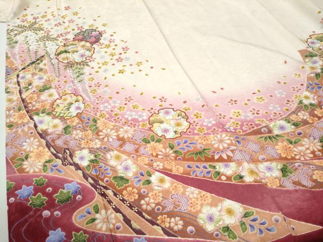 平和屋着物●豪華振袖　辻が花　駒刺繍　暈し染め　金彩　正絹　逸品　CABI3366yc