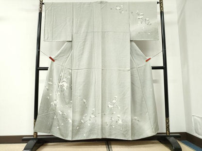 平和屋着物●訪問着　友禅　作家物　枝花文　暈し染め　正絹　逸品　未使用　CABI3367yc