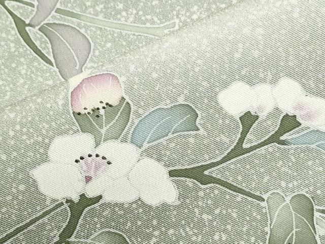 平和屋着物●訪問着　友禅　作家物　枝花文　暈し染め　正絹　逸品　未使用　CABI3367yc