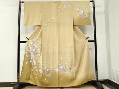 平和屋着物●訪問着　友禅　作家物　枝花文　暈し染め　正絹　逸品　CABI3369yc